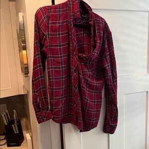 Rails Red Plaid Shirt with White and Navy Stripes